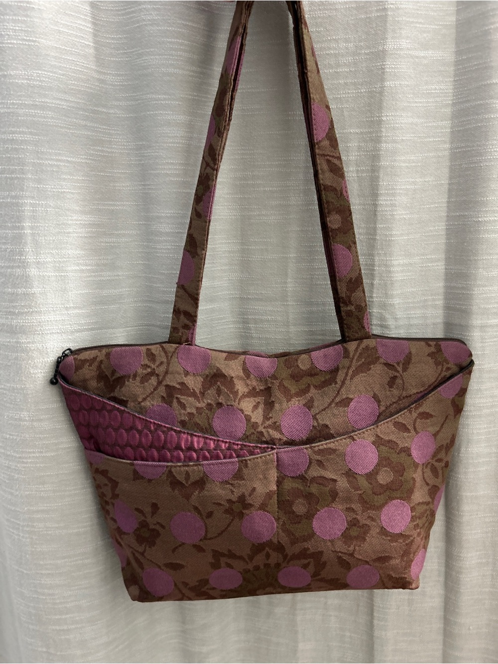 Maruca Design Shoulder Bag Purple Floral Polka Dot Jacquard Handmade Boulder CO